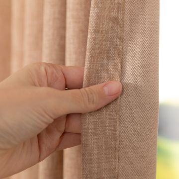 Overgordijn Barista licht oranje honing op maat – warme honingkleurige stof