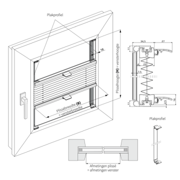 plissegordijn met plakprofiel smartfit
