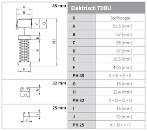 Afmetingen Plisse XL Elektrisch Motionblinds Topdown-BottomUp