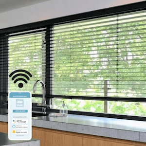 Houten jaloezieën met MotionBlinds motor