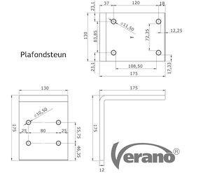 Plafondsteun zonnescherm